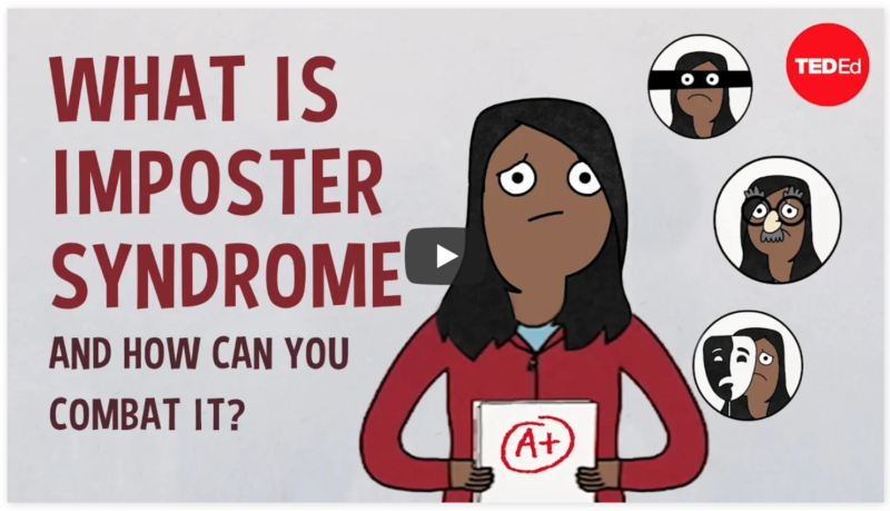 Screenshot of YouTube Video titled, "What is imposter syndrome and how can you combat it? by Elizabeth Cox,"