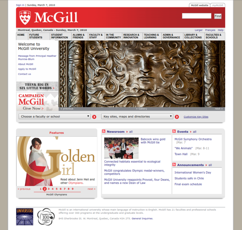 McGill Homepage 2010
